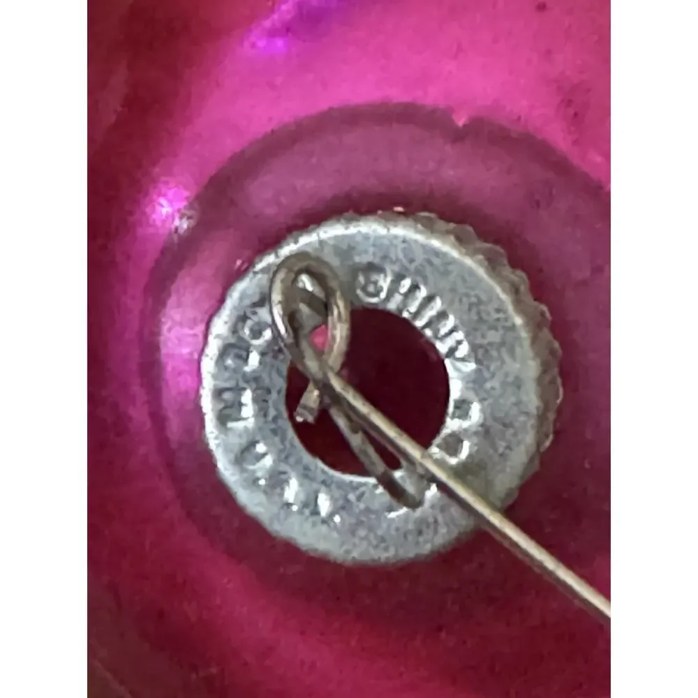 3 Vtg Shiny Brite Glass Round Christmas Ornaments Solid Hot PINK Mercury Glass